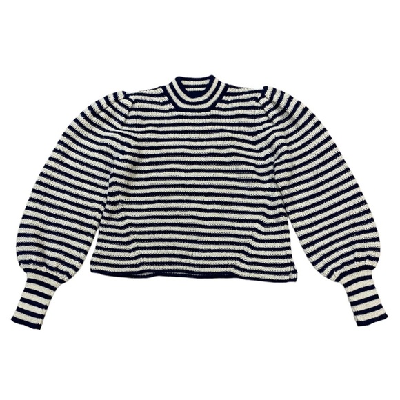Eleven Six Mia Sweater Ivory Navy Stripe Size Medium - Picture 2 of 7